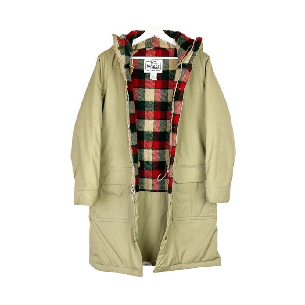 Vintage Woolrich Wool Blend Insulated Flannel Long Trench Gorpcore Anorak Coat